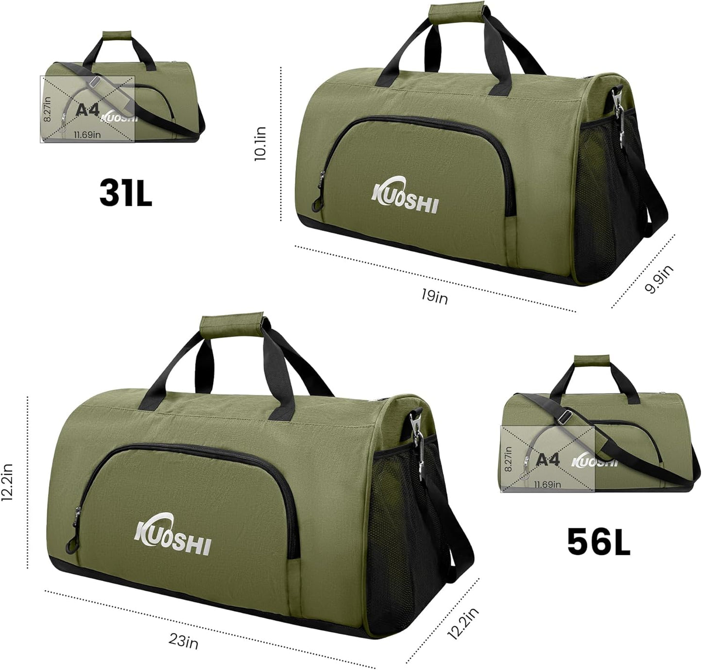 Gym Duffle Bag for Men & Women Water-Resistant-Sports Travel Bag with Ventilated Shoe Compartment & Wet Pocket, 31L Large Weekender Overnight Bag