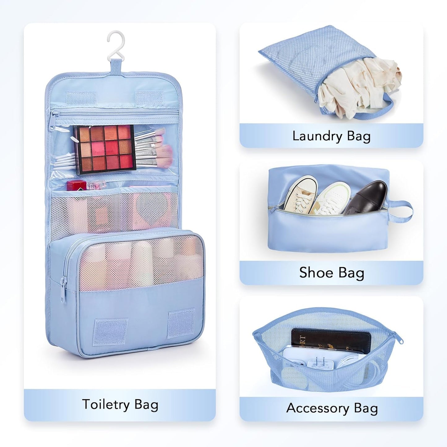 10 Set Compression Packing Cubes for Travel Essentials,Compressible Expandable Packing Cubes for Suitcase,OlarHike Luggage Organizer Bags for Travel,Handy Helper for Organizing Clothes(Light Blue)