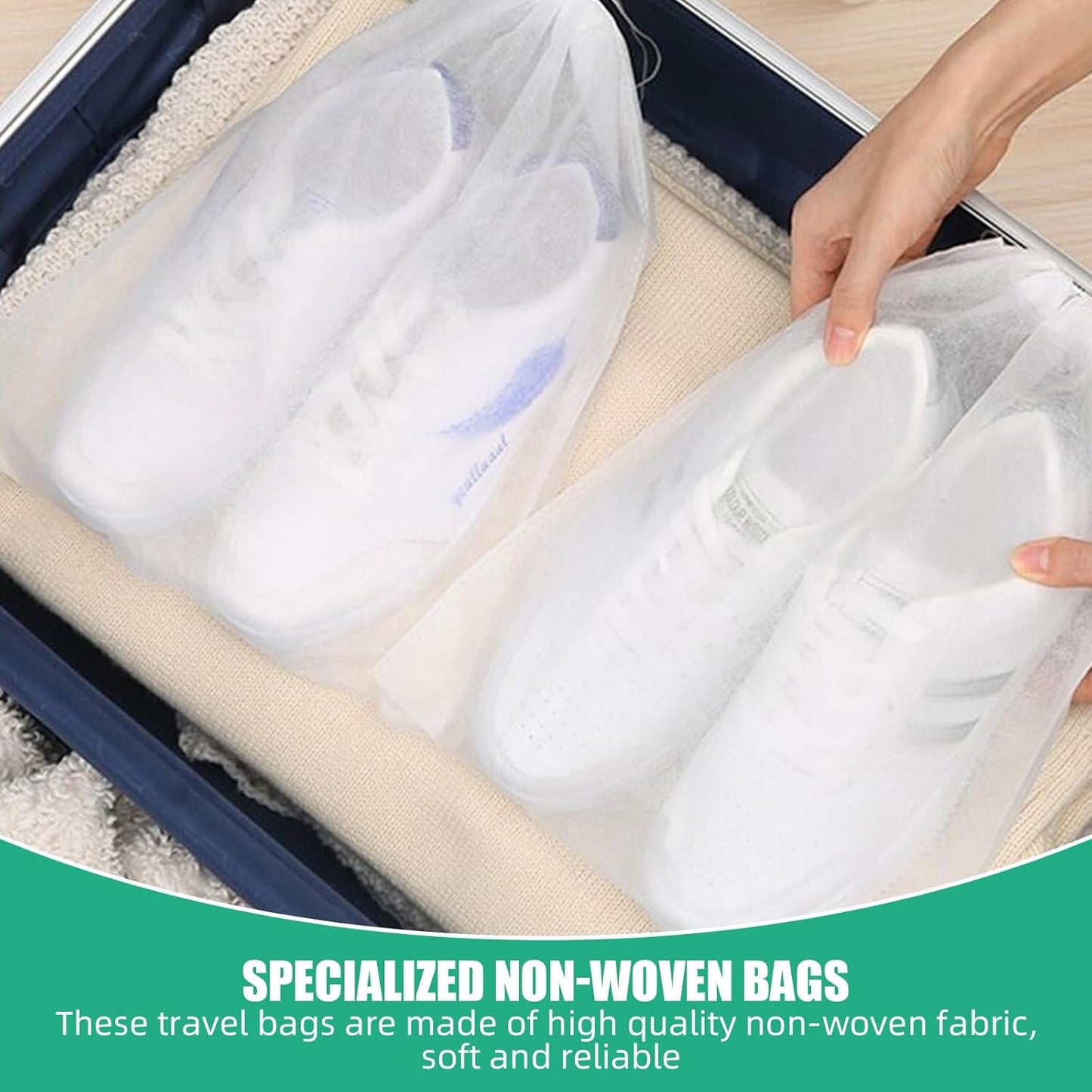 100 Pack Shoe Bags for Travel, 20 x 16 Inch Large Dust Bags for Handbags, Non Woven Travel Shoe Bags for Packing in Suitcase, Drawstring Breathable Shoe Travel Bag, Dust Cover for Storage