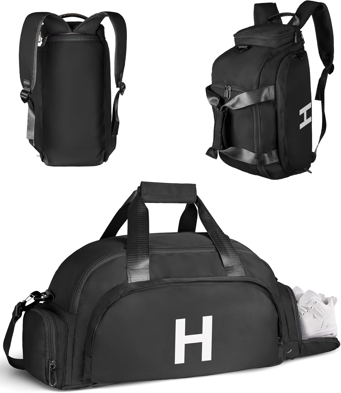 Easter Basket Essentials, Initial Gym Bags with Shoe Compartment, Dance Bag for Girls, Monogram Kid Overnight Bags, 10 11 12 13 14 15 16 Year Old Girls Boys Teens Birthday Gifts (Letter H)