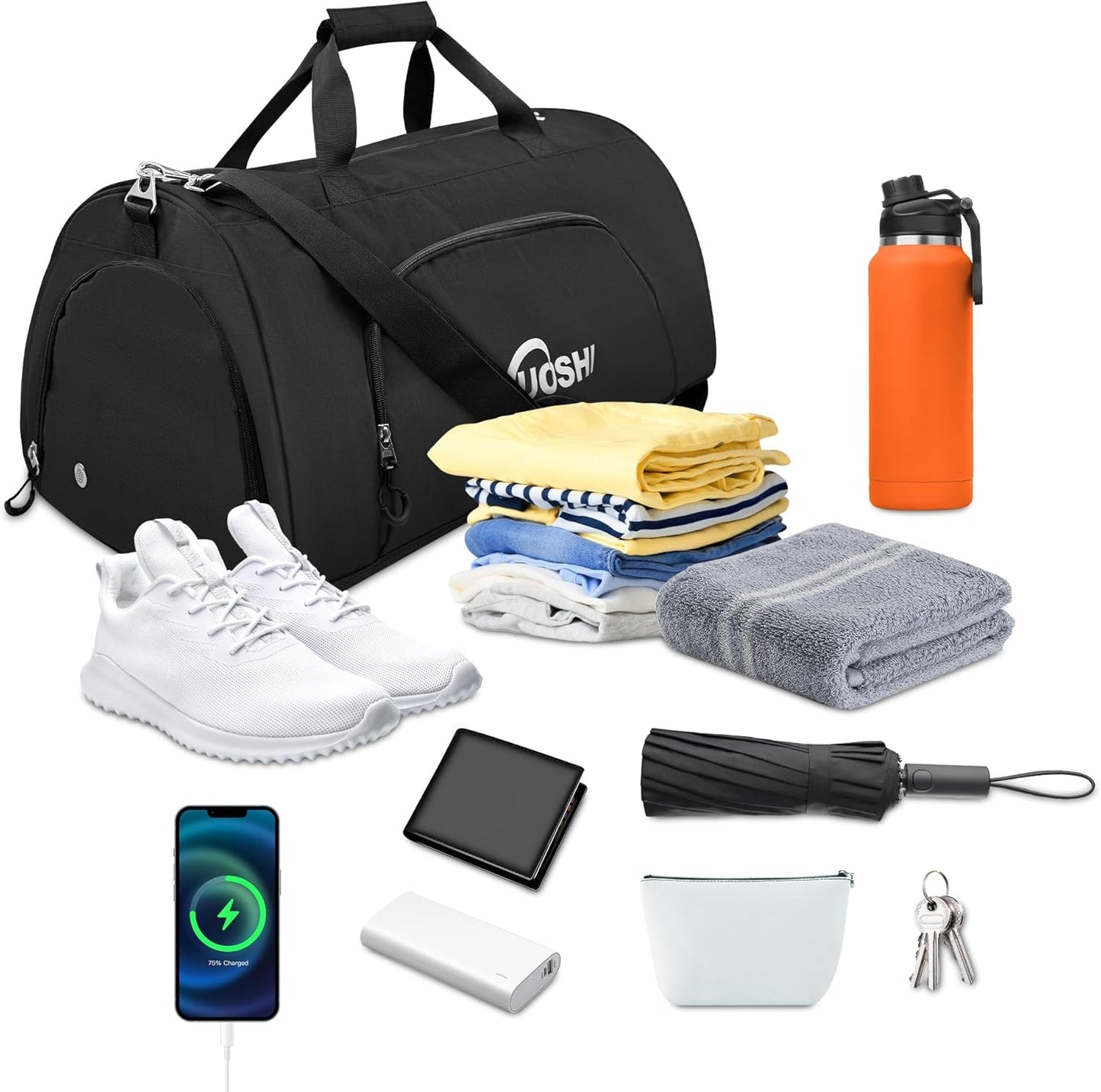 Gym Duffle Bag for Men & Women Water-Resistant-Sports Travel Bag with Ventilated Shoe Compartment & Wet Pocket, 56L Large Weekender Overnight Bag