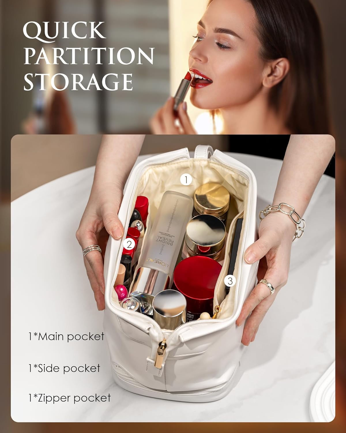 Birthday Gifts for 14 15 16 17 18 19 Year Old Girls, Initial Large Makeup Bags, Personalized Double Layer Cosmetic Bag with Makeup Brush Organizer,Gifts for Women Girlfriend Friends Female