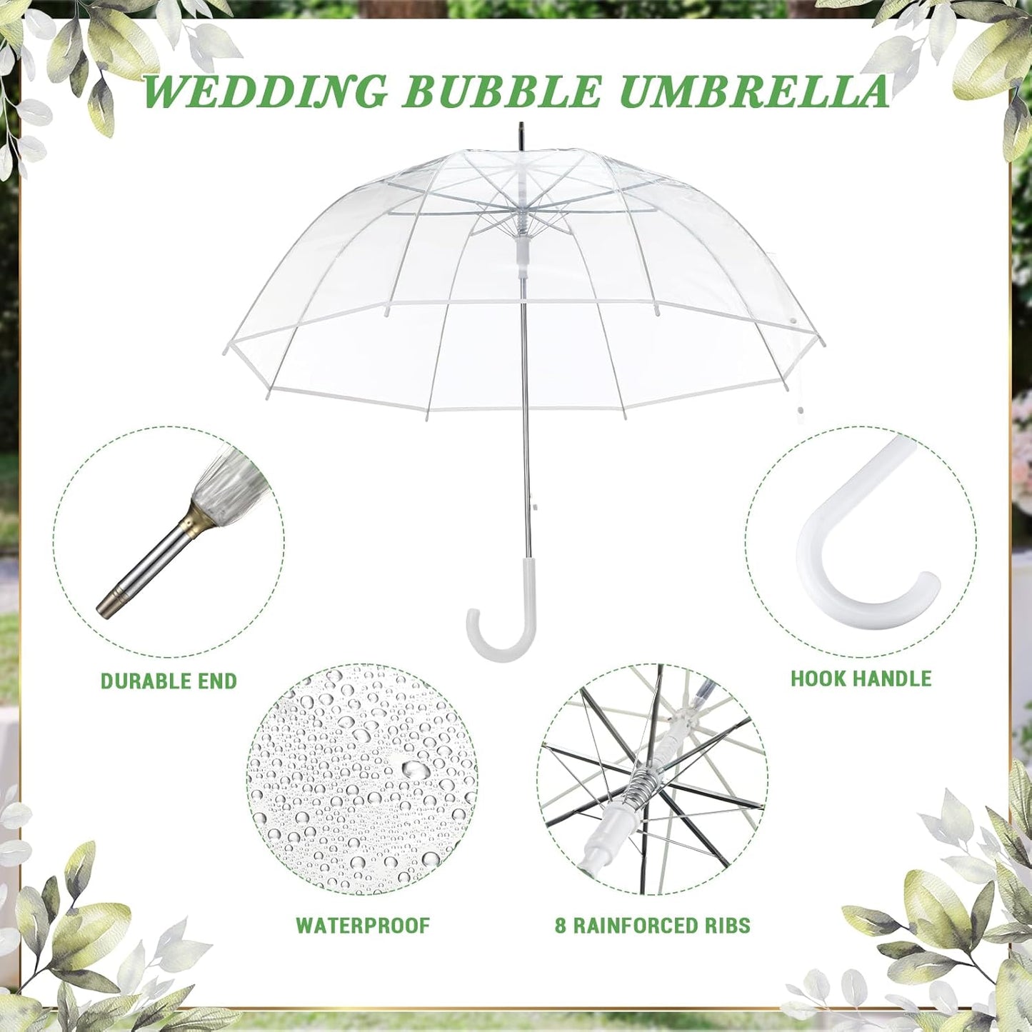 Wedding Favors for Guest Umbrella Gifts Bulk 52 Inch Large Dome Rain Windproof Stick Umbrellas with Thank You Tags and Rope Guest Souvenirs for Wedding Party Bridal Favors