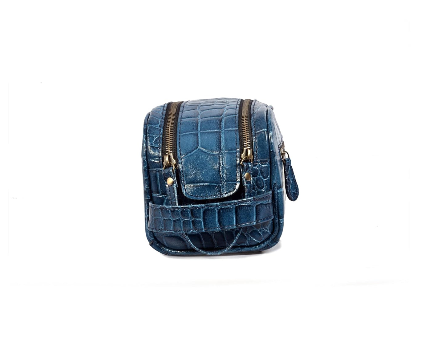 10" Premium Leather Toiletry Travel Pouch With Waterproof Lining Black Color | King-Size Handcrafted Vintage Shaving Kit By Aaron Leather Goods