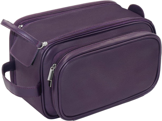 Buruis Extra Large Toiletry Bag for Men & Women, Travel Toiletry Organizer Dopp Kit Water-resistant Shaving Bags, PU Leather Cosmetic Bathroom Shower Bag for Toiletries, Accessories (Purple)