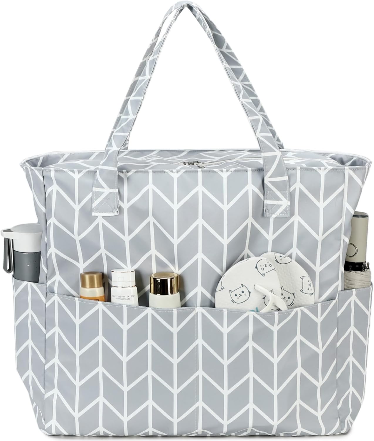 LEDAOU Beach Bag Waterproof Sandproof Women Tote Bag Pool Bag with Zipper for Gym Grocery Travel with Wet Pocket