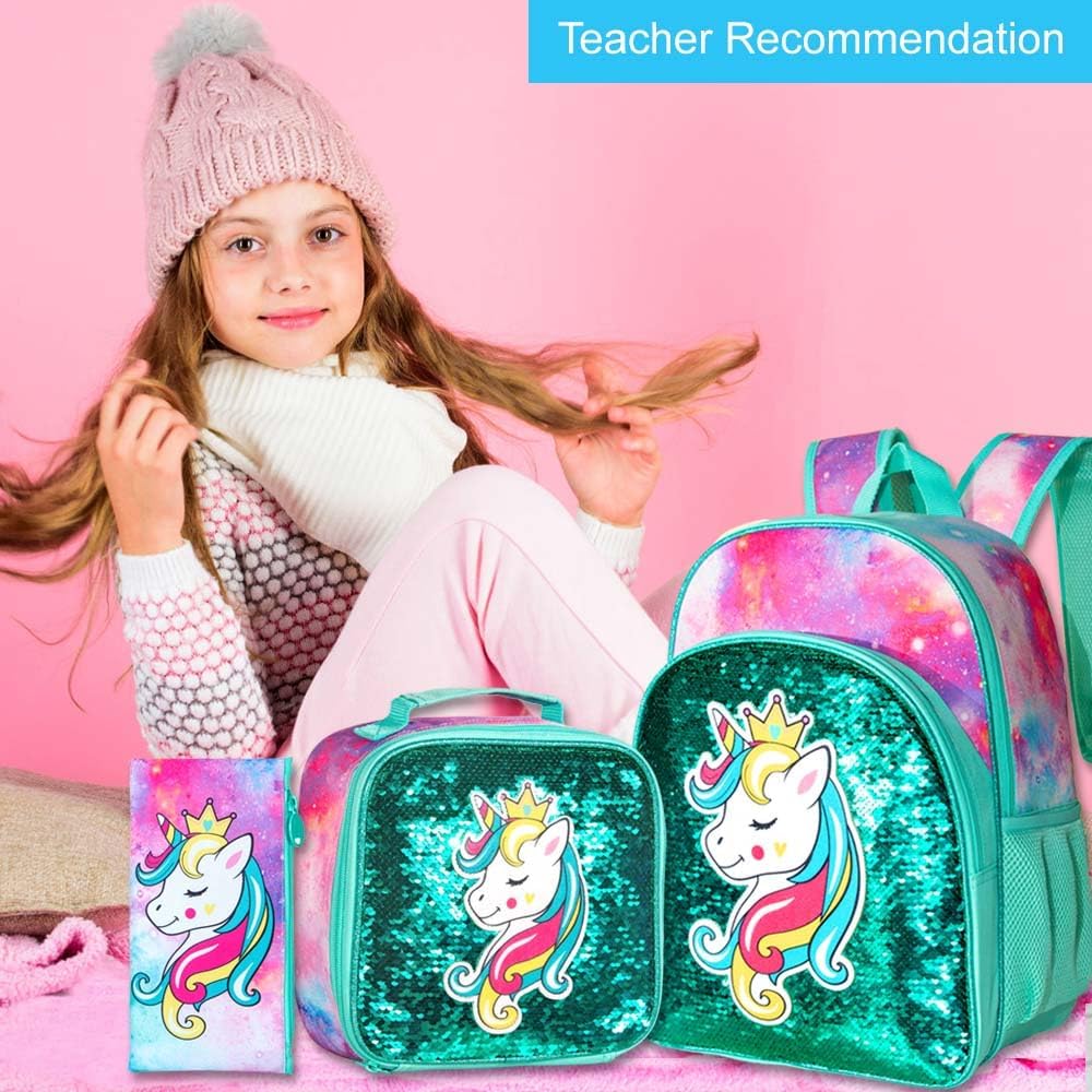 16" Backpack for Girls Boys 4-8, 3Pcs Kids Bookbag Set with Lunch Box, School Bag for Preschool Kindergarten