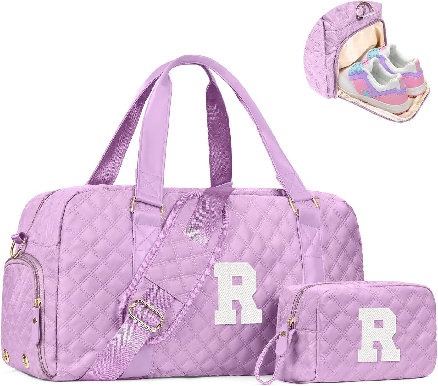 Personalized Duffle Bag Women Girls Gift: Letter Carry on bags, Dance Cheer bag Sports for Girl, Kid Gymnastics Bags, Birthday Gifts for Women Girls Kids Teens Mom Teacher