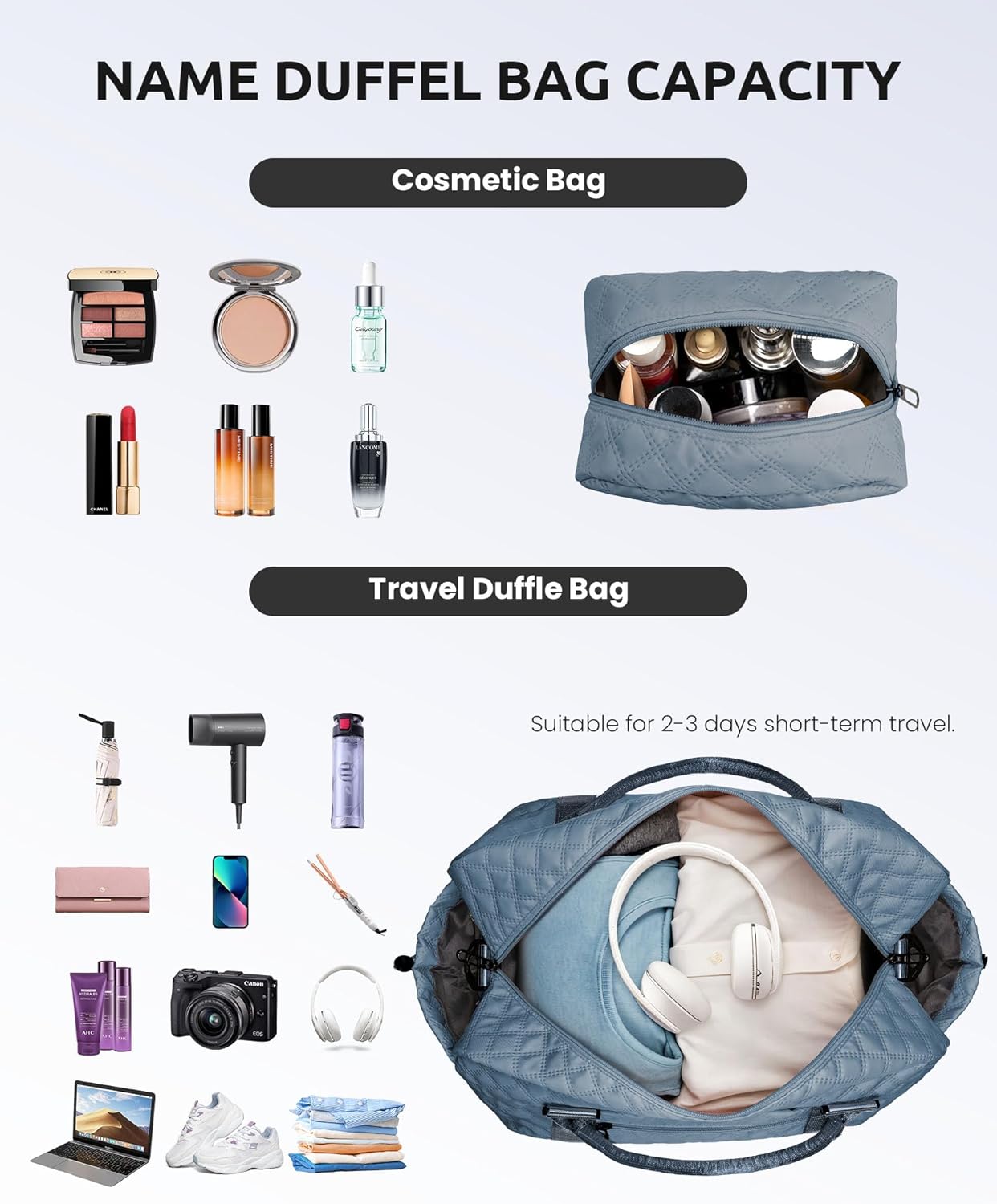 Gifts for Sister-Travel Bag for Women Shoe Compartment, Personalized Weekender Bag, Monogram Overnight Bag, Letter Travel Bag with Makeup Bag，Sister Friend Girlfriend Gifts (Letter N)