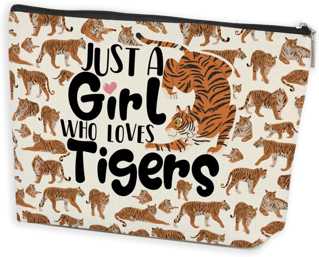 Azteoiz Tiger Makeup Bag, Tiger Gifts, Animal Lover Gifts, Tigers Lover Gifts for Women Female Girl Sister Daughter Friend Graduation Friendship Birthday, Cosmetic Bag Travel Toiletry Bag