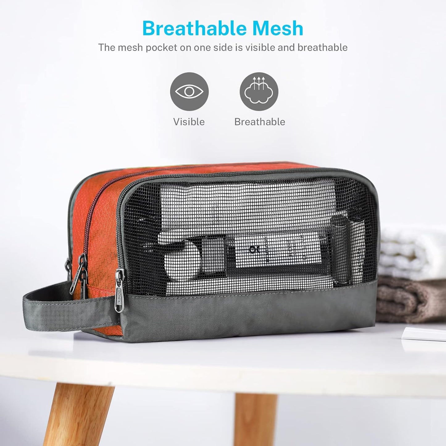 Gonex Travel Toiletry Bag Nylon, Shaving Bag Toiletry Organizer Orange