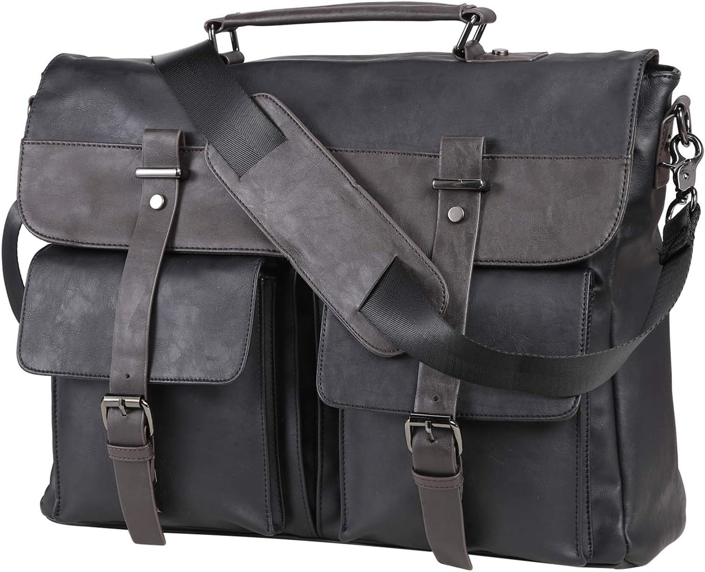 Leather Messenger Bag for Men, 15.6 Inch Vintage Laptop Bag Briefcase Satchel
