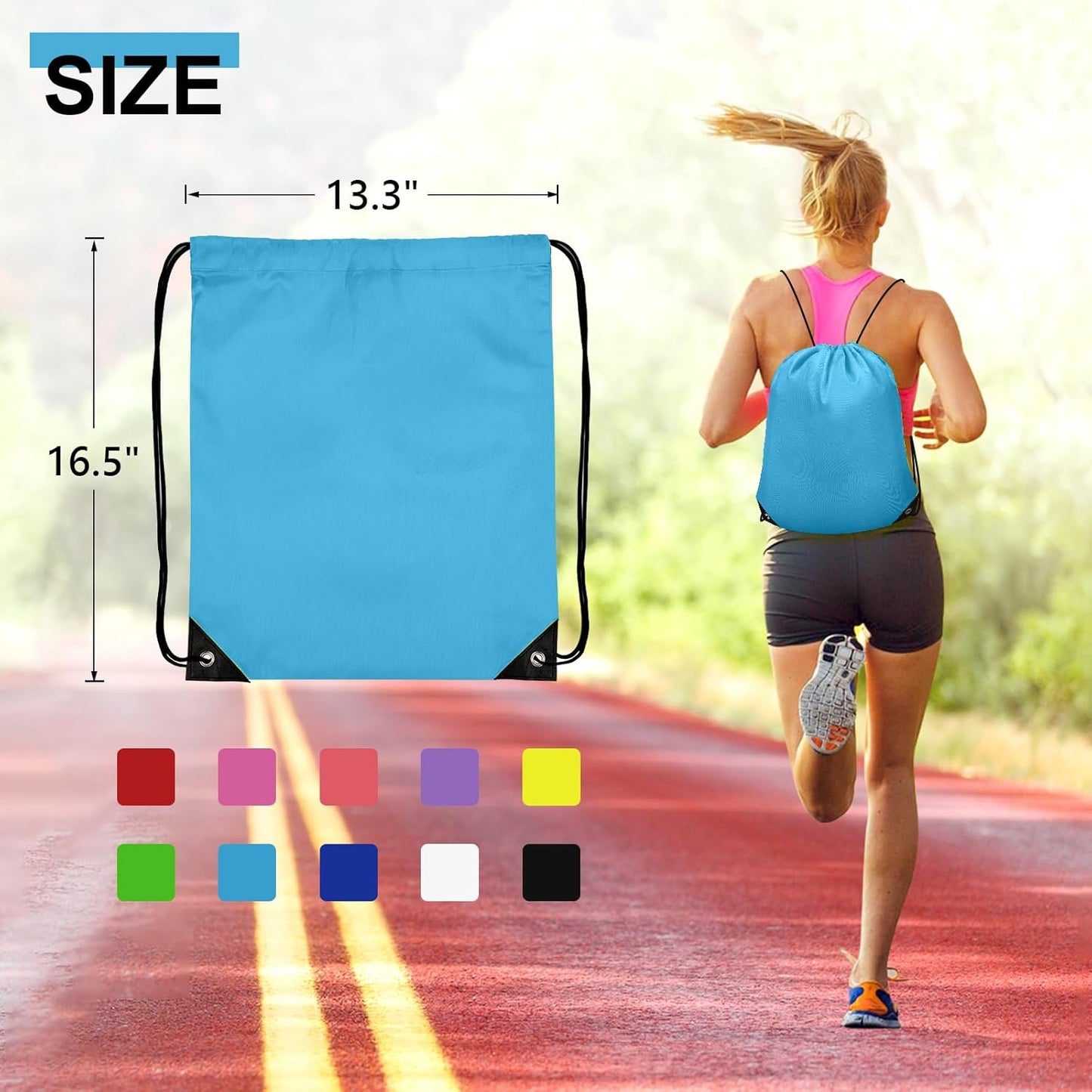 150Pcs Drawstring Backpack Bulk Cinch Sackpack Drawstring Bags Nylon for Gym Party Trip(Sky Blue)