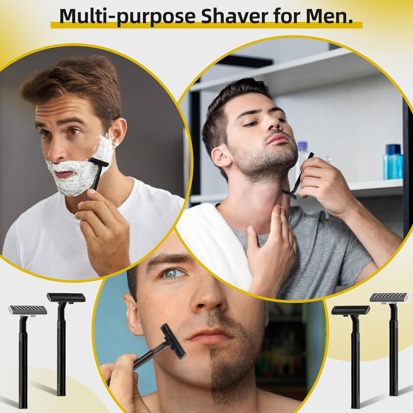 100 Pack Individually Wrapped Twin Blade Razors with Clear Safety Cap,Multipurpose Portable Shave Razor for Bathing Hotel Travel,Black(100 Count)