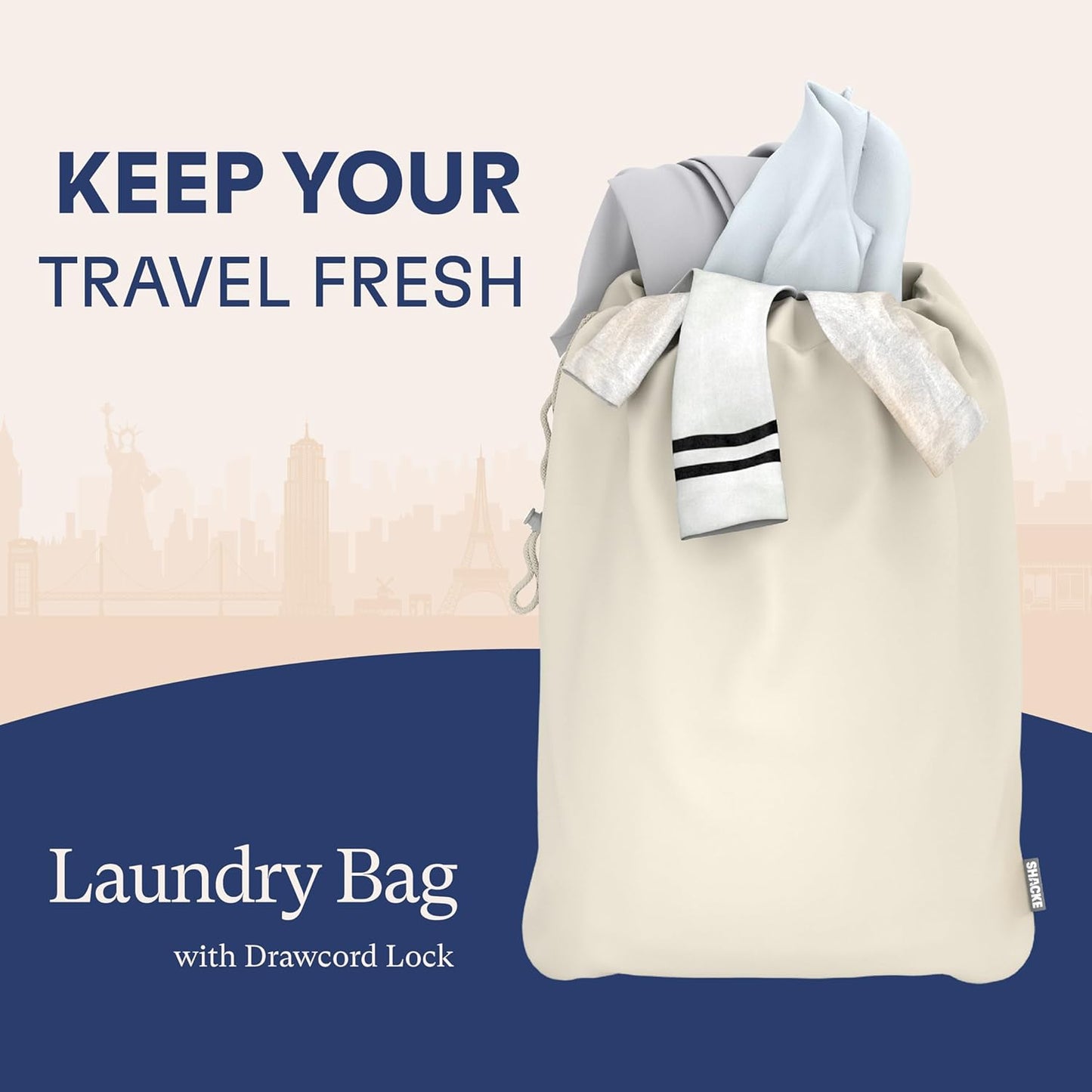 Shacke Premium 8 Packing Cubes Set - Lightweight Mesh Travel Luggage Organizers with Laundry Bag, 8-Piece Suitcase Storage System (Sand)