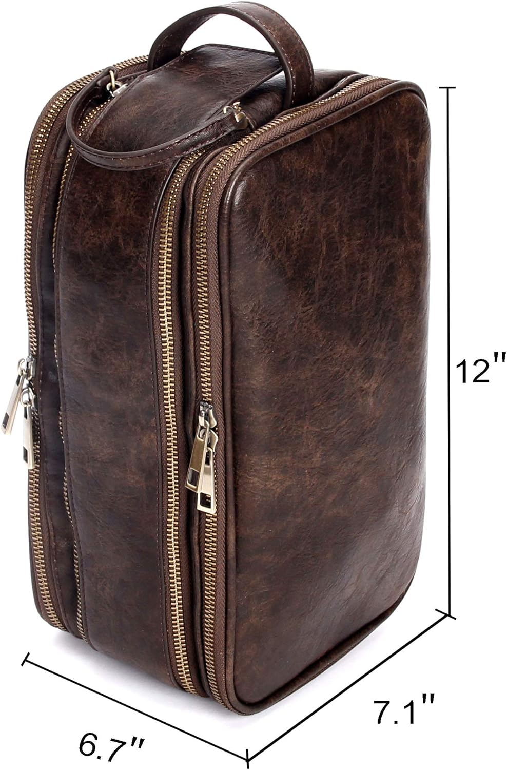 Leather Toiletry Bag for Men Personalized Dopp Kit for Travel Waterproof Shaving Bag Coffee