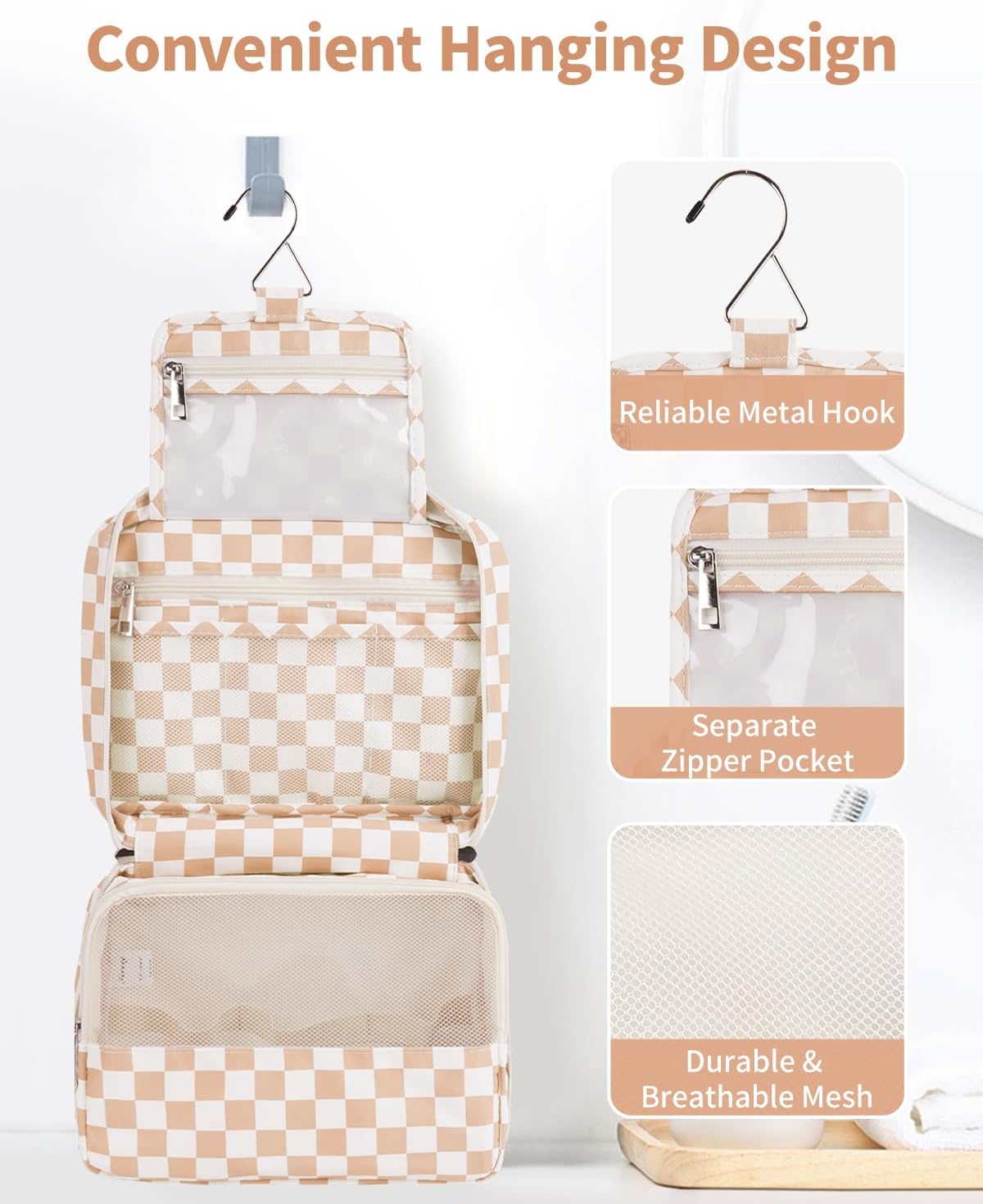 Narwey Small Hanging Travel Toiletry Bag for Women, Travel Bag for Toiletries, Makeup Bag Organizer Cosmetic Bags Make Up Bags for Girls