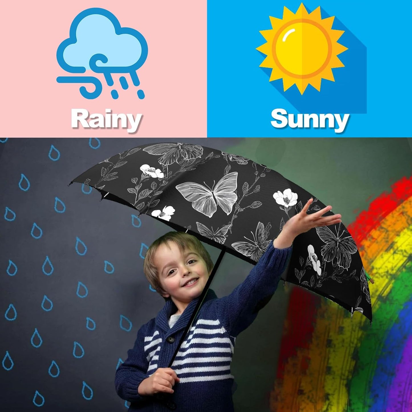 Small Travel Folding Umbrella for Girl, Portable, UV, SunShade, Compact, Automatic, Rain & Wind