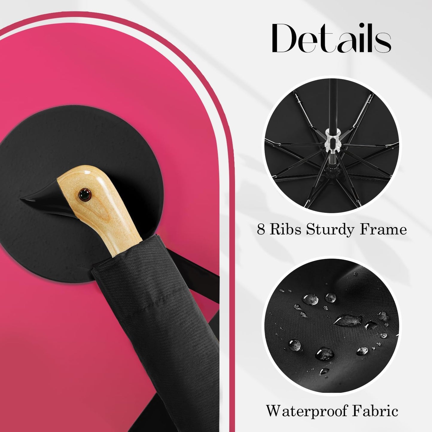 Cute Duck Handle Umbrella - Compact Travel Yellow Duck Head Umbrella for Adults and Girls