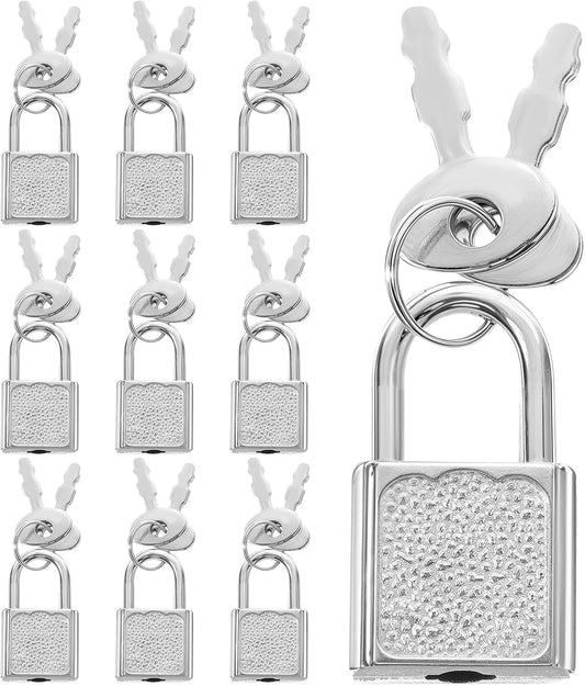 10pcs Mini Cute Diary Padlocks Mini Locks with Keys Small Luggage Locks with Keys Tiny Padlock Silver Suitcase Lock for Jewelry Boxes Travel Backpack Decor