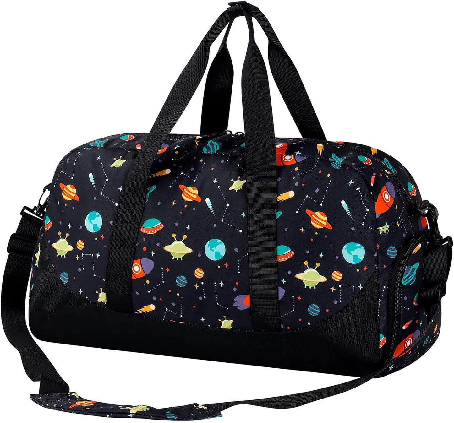 Choco Mocha Kids Duffle Bag - Boys Space Duffle Bag for Toddler Travel & Overnight - Black