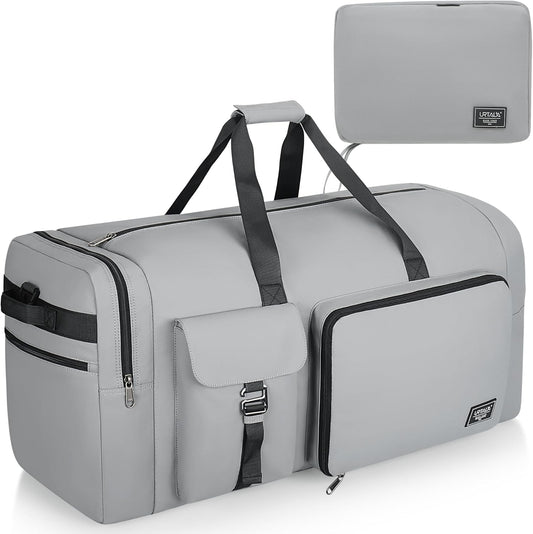 120L Travel Duffle Bag for Men and Women, Urtala 34” Large Duffle Bag for Traveling with Shoes Compartment, Foldable Travel Duffel Bags, Waterproof and Tear Resistant (Gray)