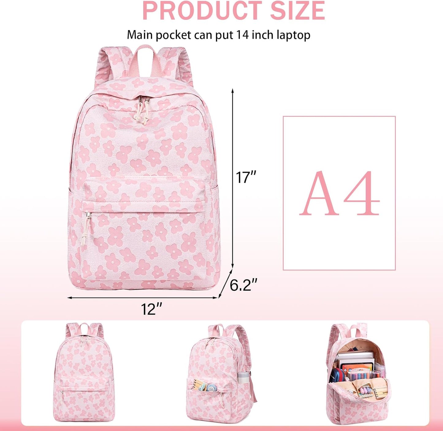 LEDAOU School Backpack Teen Girls Lightweight Bookbag Elementary Middle School Backpacks College Laptop Bag Travel Daypack