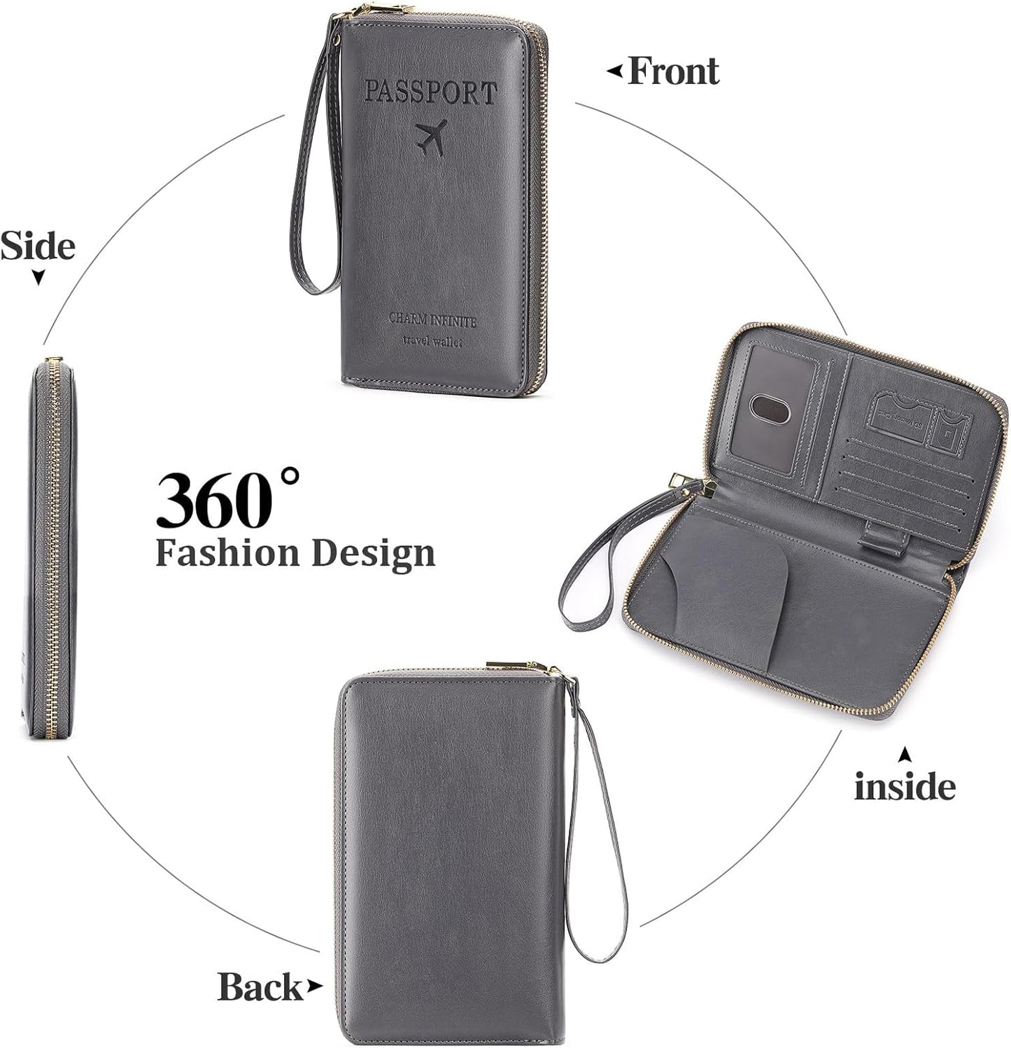 Leather RFID Blocking Passport Holder Travel Wallet, Passport Cover/Travel Wallet for Women/Men with