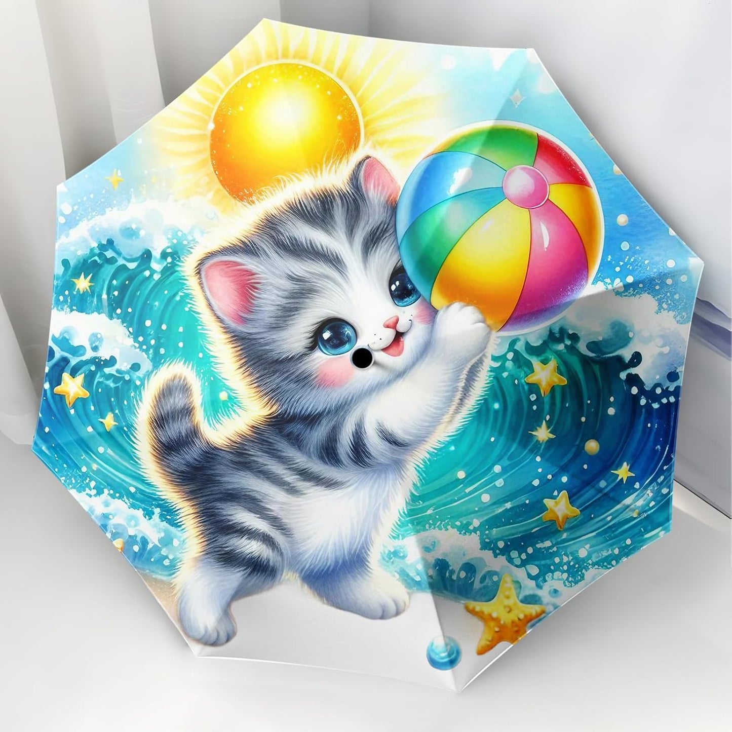 Small Travel Folding Umbrella for Girl, Portable, UV, SunShade, Compact, Automatic, Rain & Wind