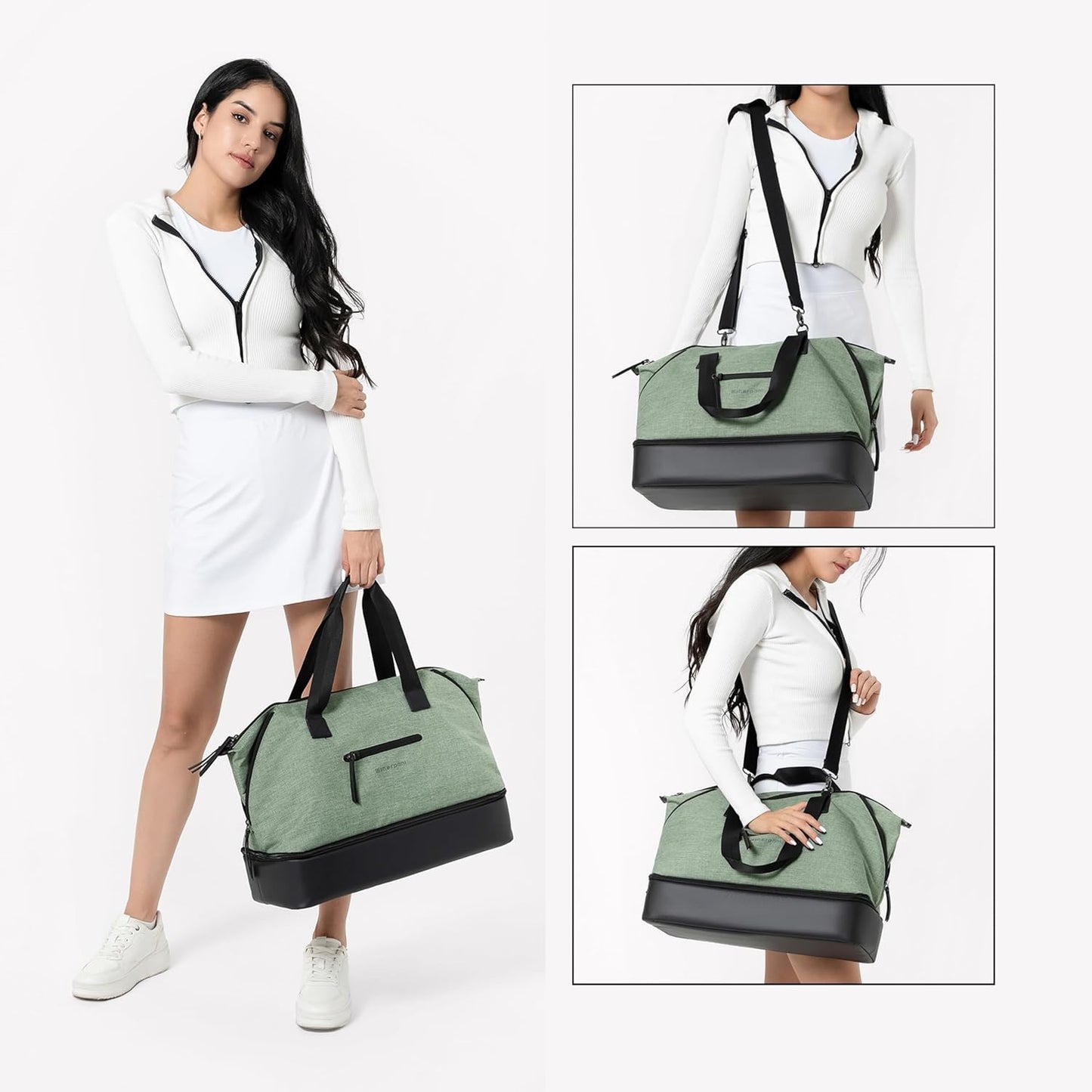 Sherpani Boston, Anti-Theft Weekender Bags,Travel Duffel Bag for Women, Carry On Tote Bag with Removable Shoe Bottom Compartment, Metal Hardware