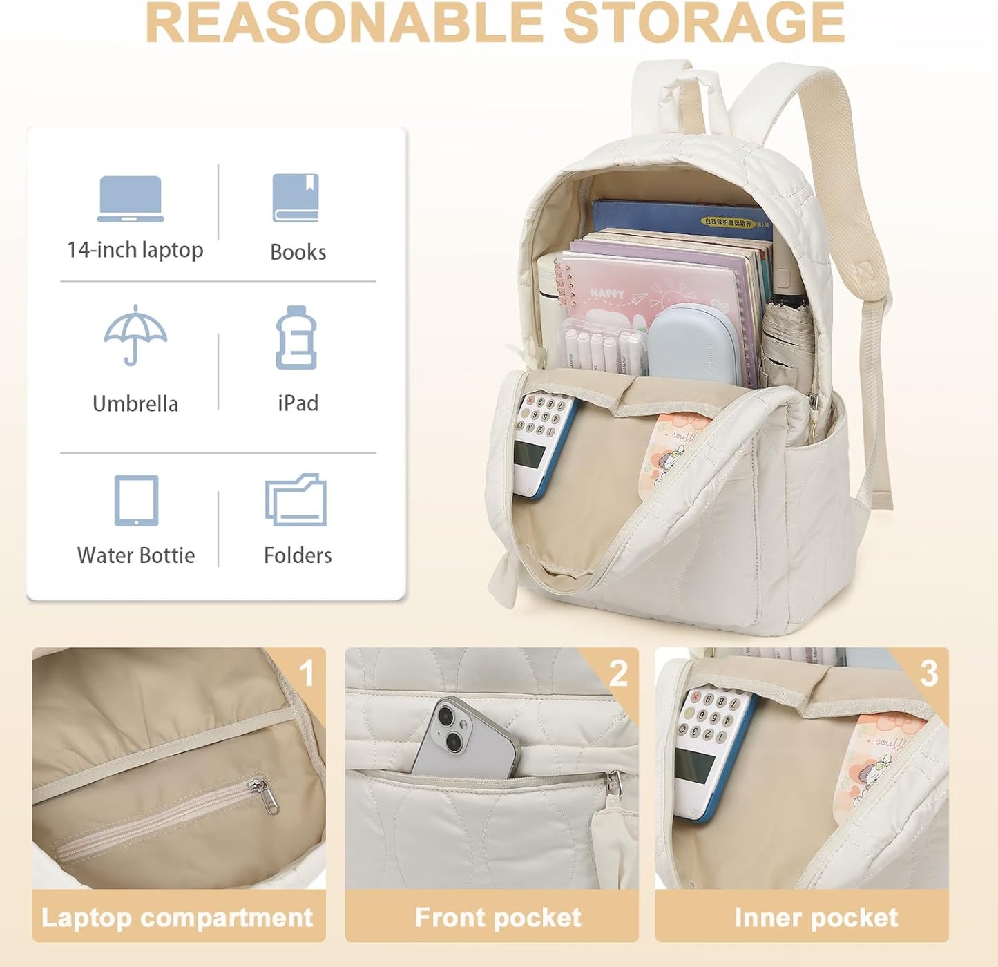 LEDAOU School Backpack Teen Girls Lightweight Bookbag Elementary Middle School Backpacks College Laptop Bag Travel Daypack