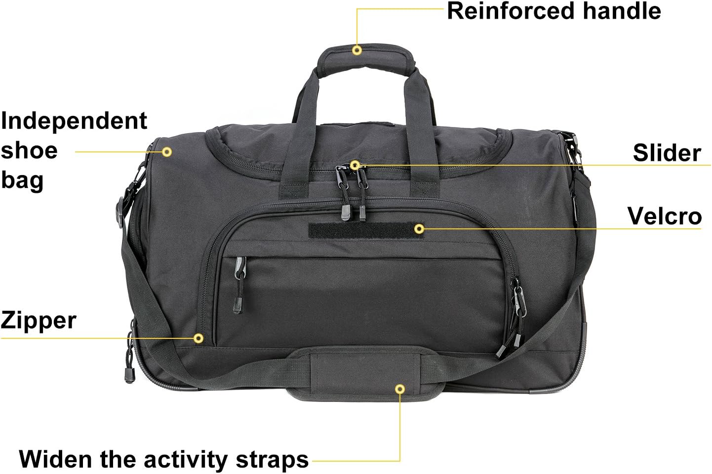Gym Bag Duffle Bags for Men Women with Shoes Compartment Sport Weekend Travel Overnight Carry On Bag for Tactical Military Travel Work Out Bags (2.0 Black)