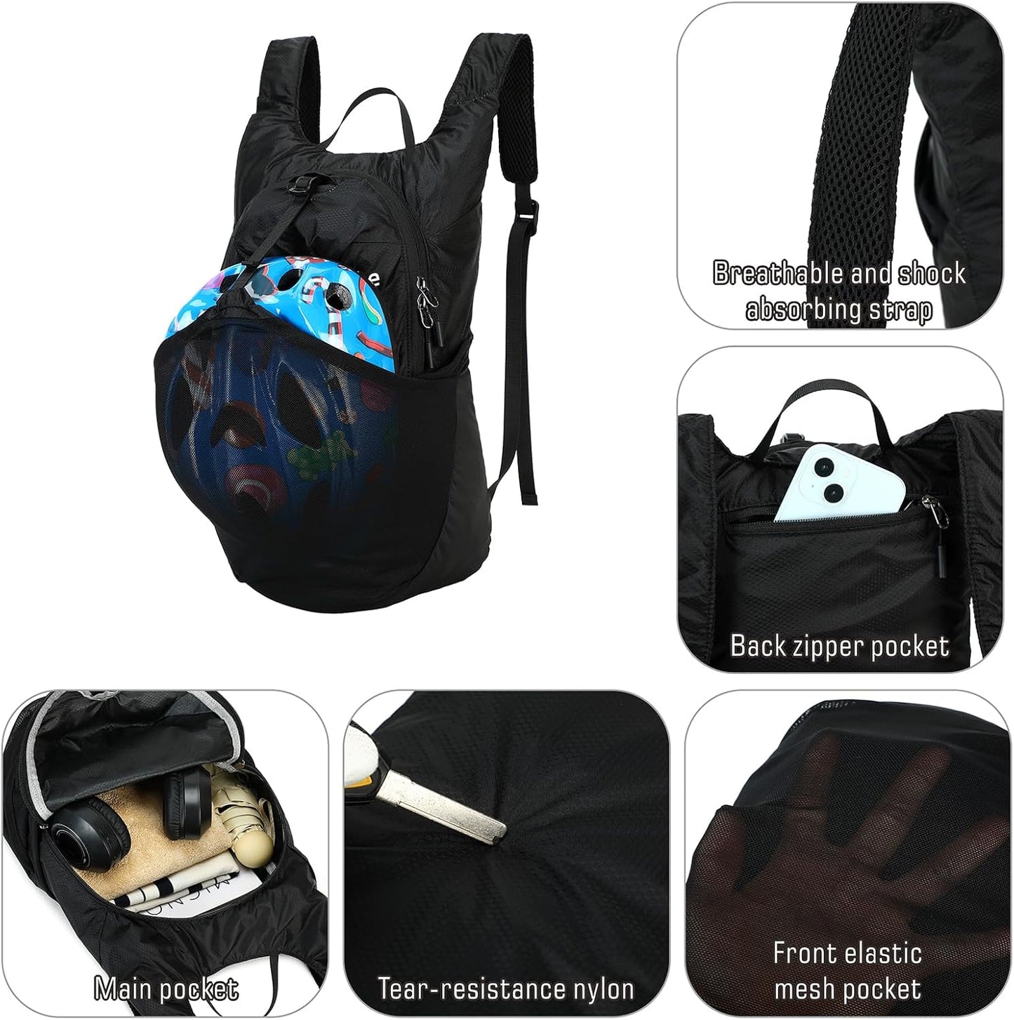 15L/25L Small Packable Lightweight Backpack Hiking Daypack Water Resistant Foldable Outdoor Camping Travel Bag for Women Men