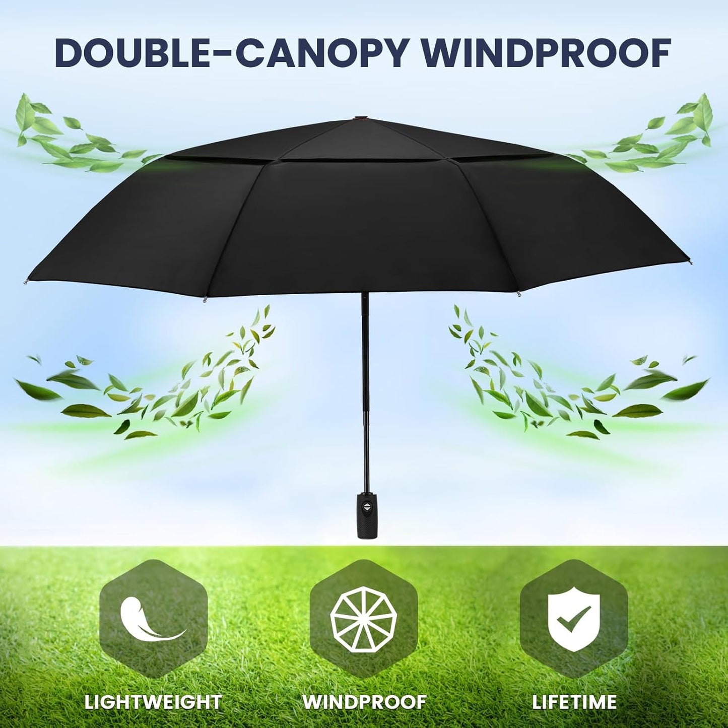 ZOMAKE Travel Umbrella Windproof 45 Inch, Small Umbrella Compact Portable Collapsible for Rain, Automatic Folding Lightweight Packable Paraguas for Women Men