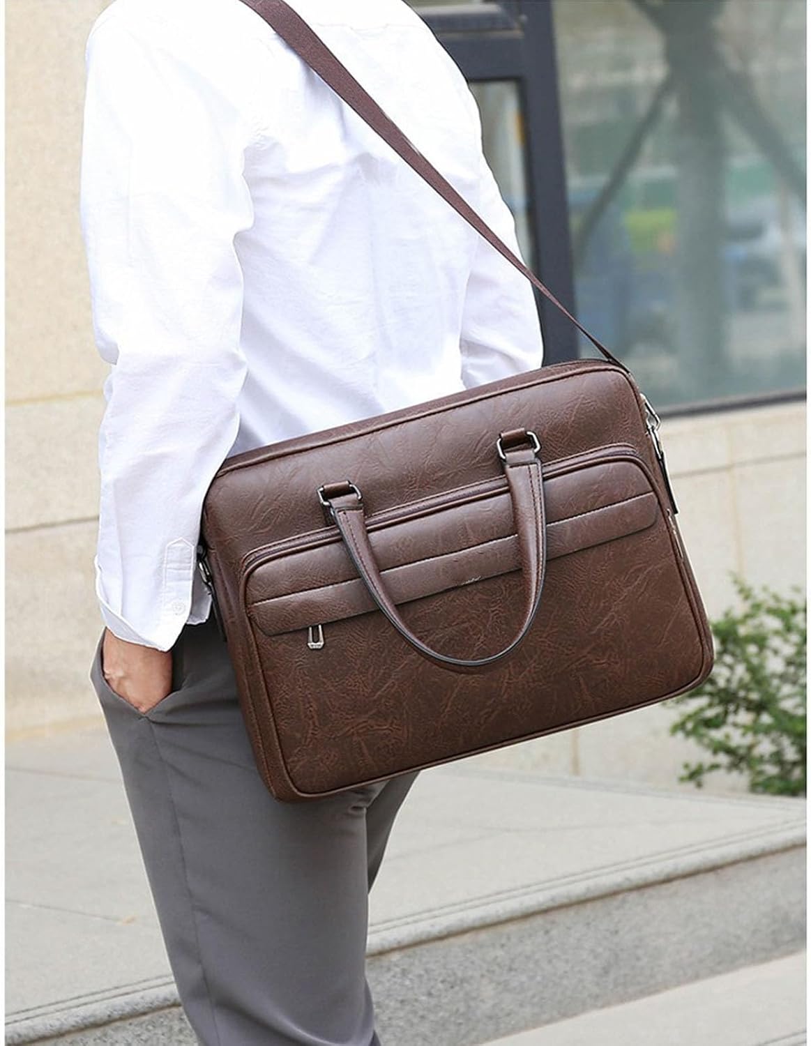 leather Laptop Bag for Men 16 inch Laptop Briefcase Waterproof,Handbags Shoulder Crossbody Bag Business