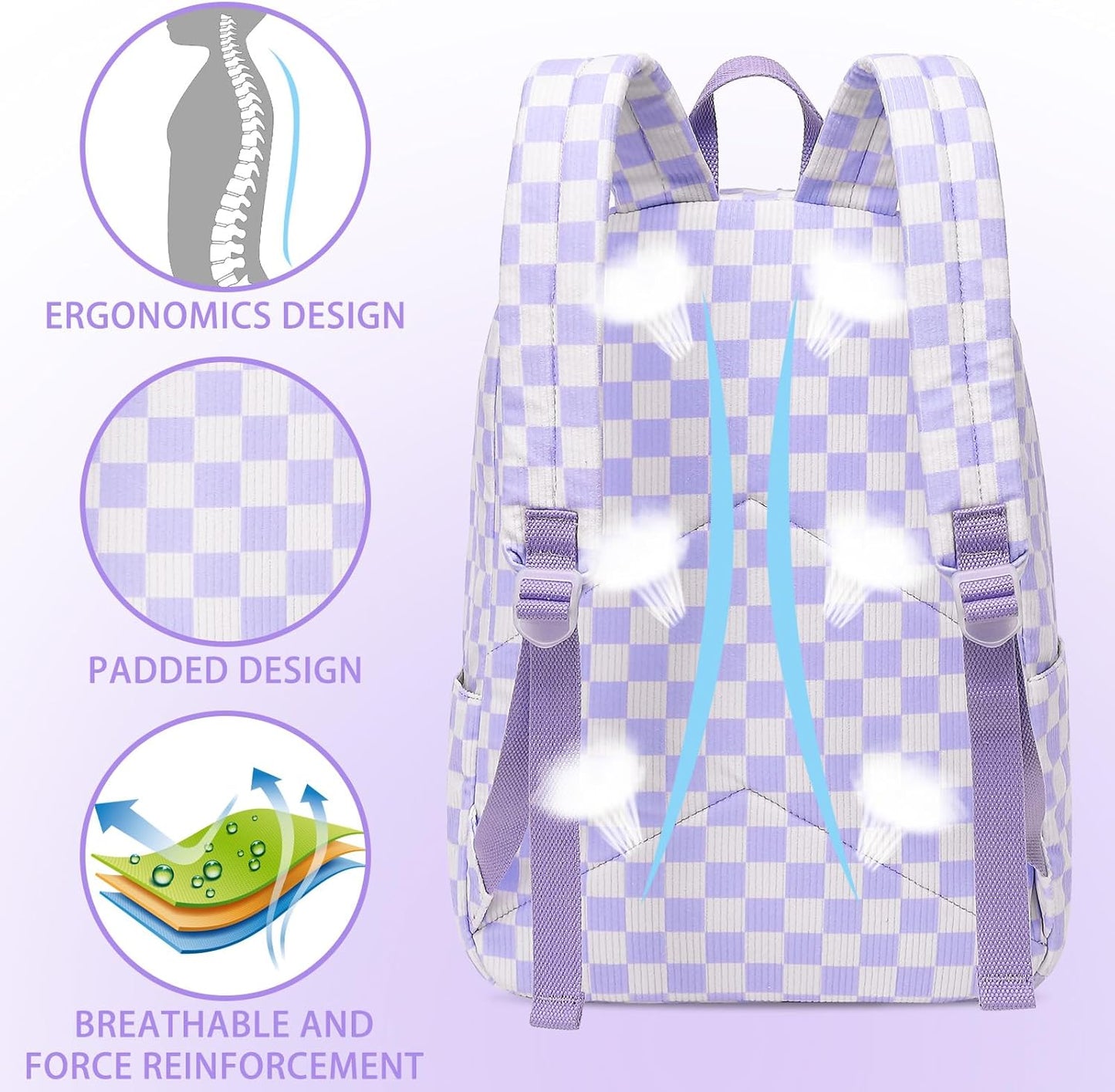 LEDAOU School Backpack Teen Girls Lightweight Bookbag Elementary Middle School Backpacks College Laptop Bag Travel Daypack