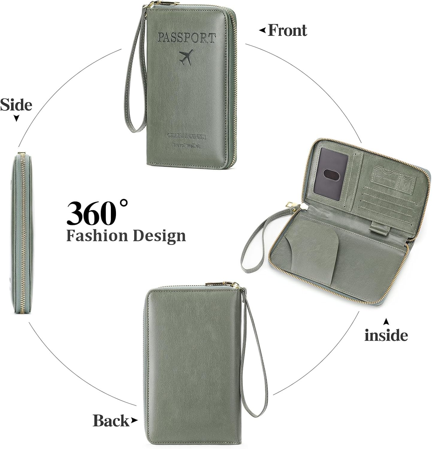 Leather RFID Blocking Passport Holder Travel Wallet, Passport Cover/Travel Wallet for Women/Men with