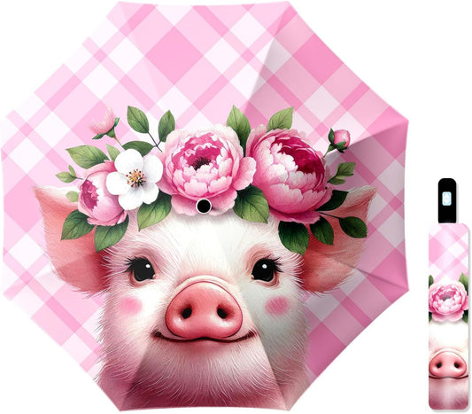 Small Travel Folding Umbrella for Girl, Portable, UV, SunShade, Compact, Automatic, Rain & Wind