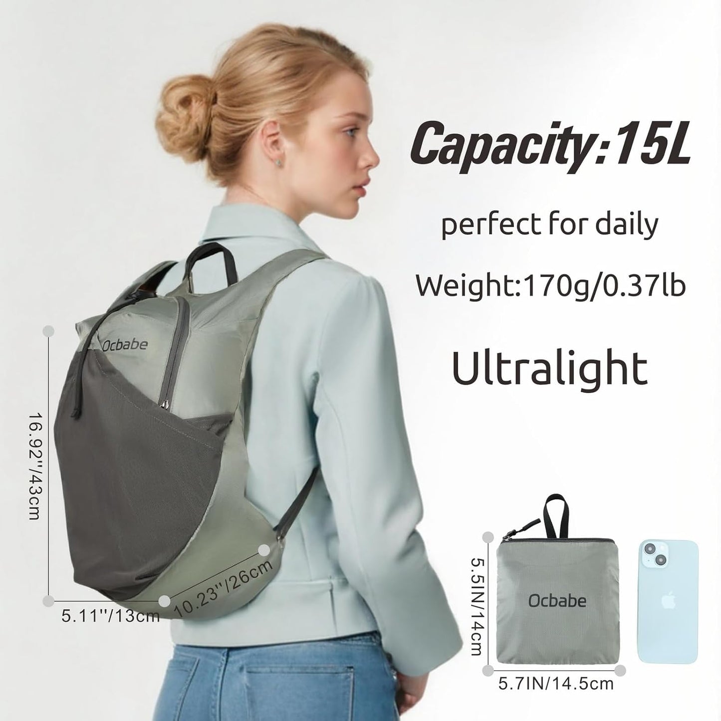 15L/25L Small Packable Lightweight Backpack Hiking Daypack Water Resistant Foldable Outdoor Camping Travel Bag for Women Men