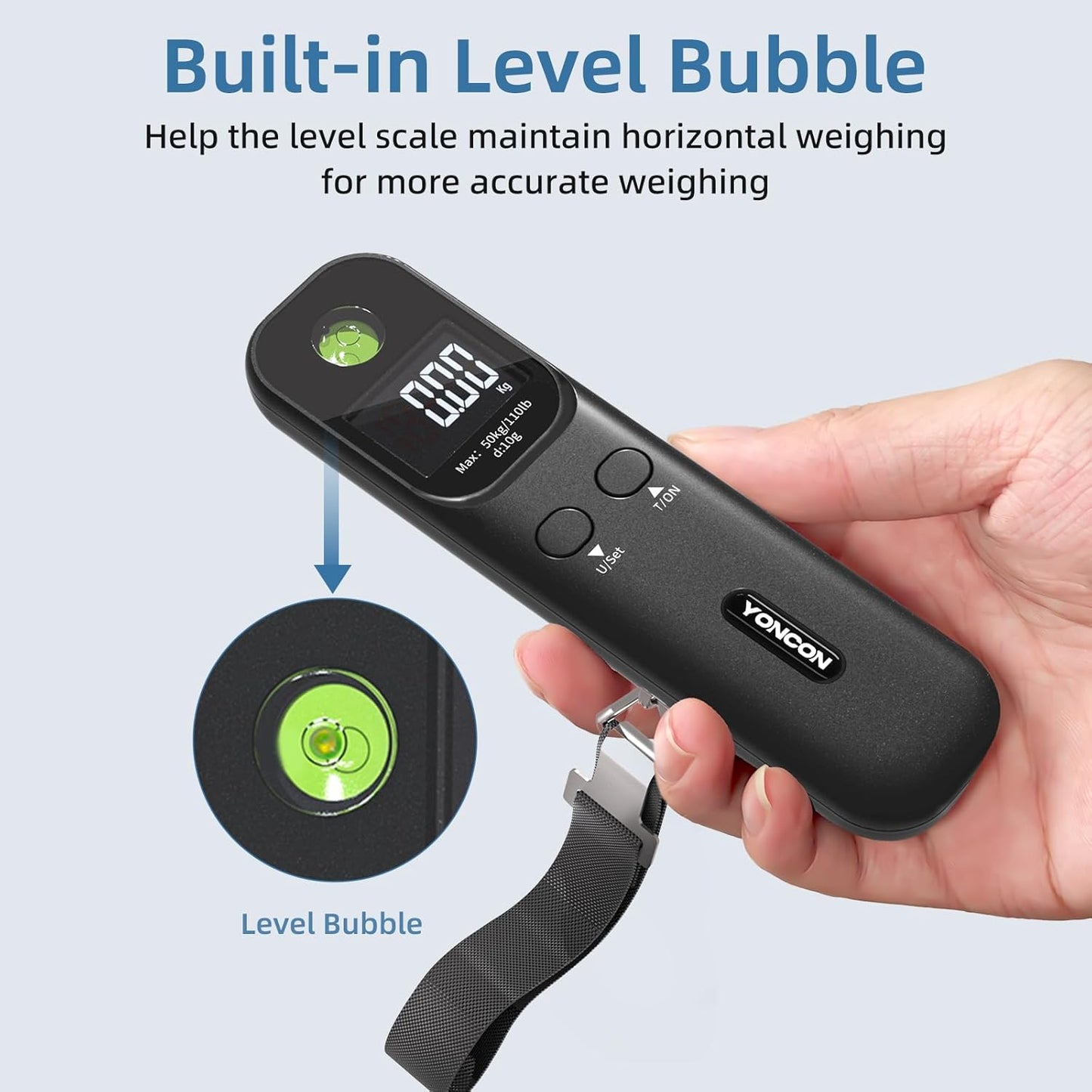 Luggage Scale - 110lb Digital Suitcase Weight Scale with LCD Display, 3 Units (lb/kg/oz) and Tare Function, Portable Travel Essentials for Backpacks, Packages and Outdoor Gear (Black)