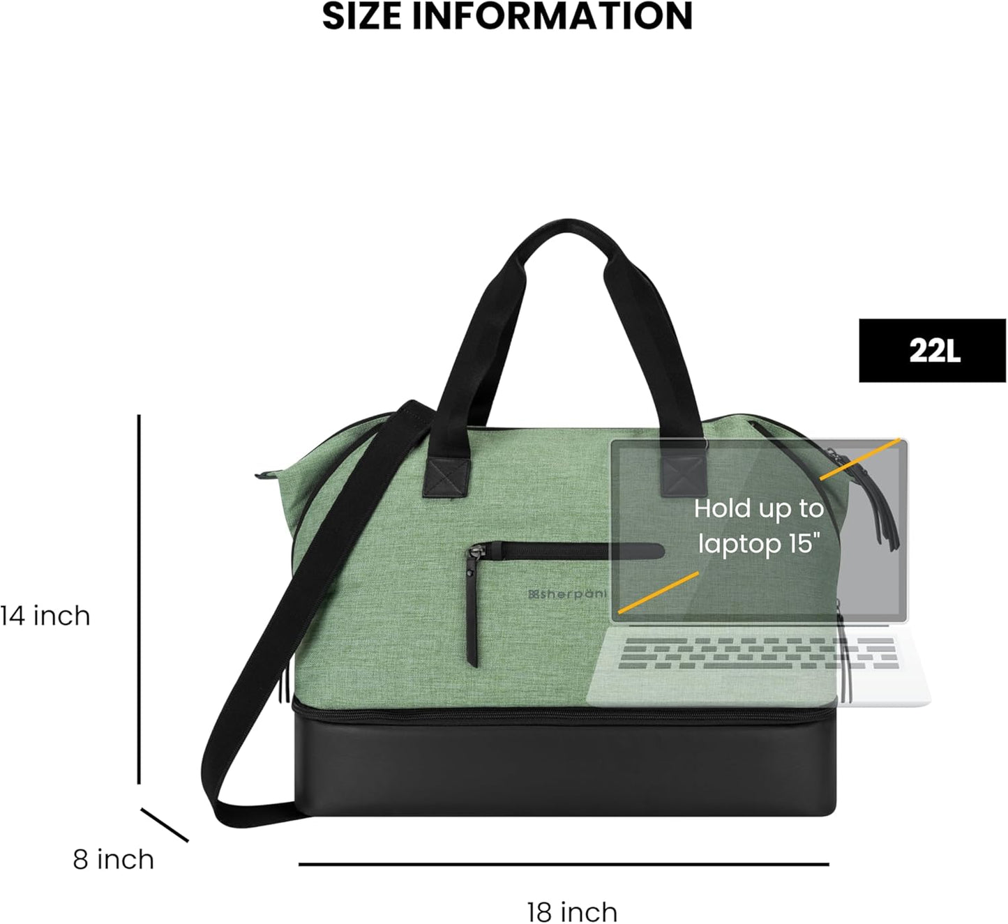 Sherpani Boston, Anti-Theft Weekender Bags,Travel Duffel Bag for Women, Carry On Tote Bag with Removable Shoe Bottom Compartment, Metal Hardware