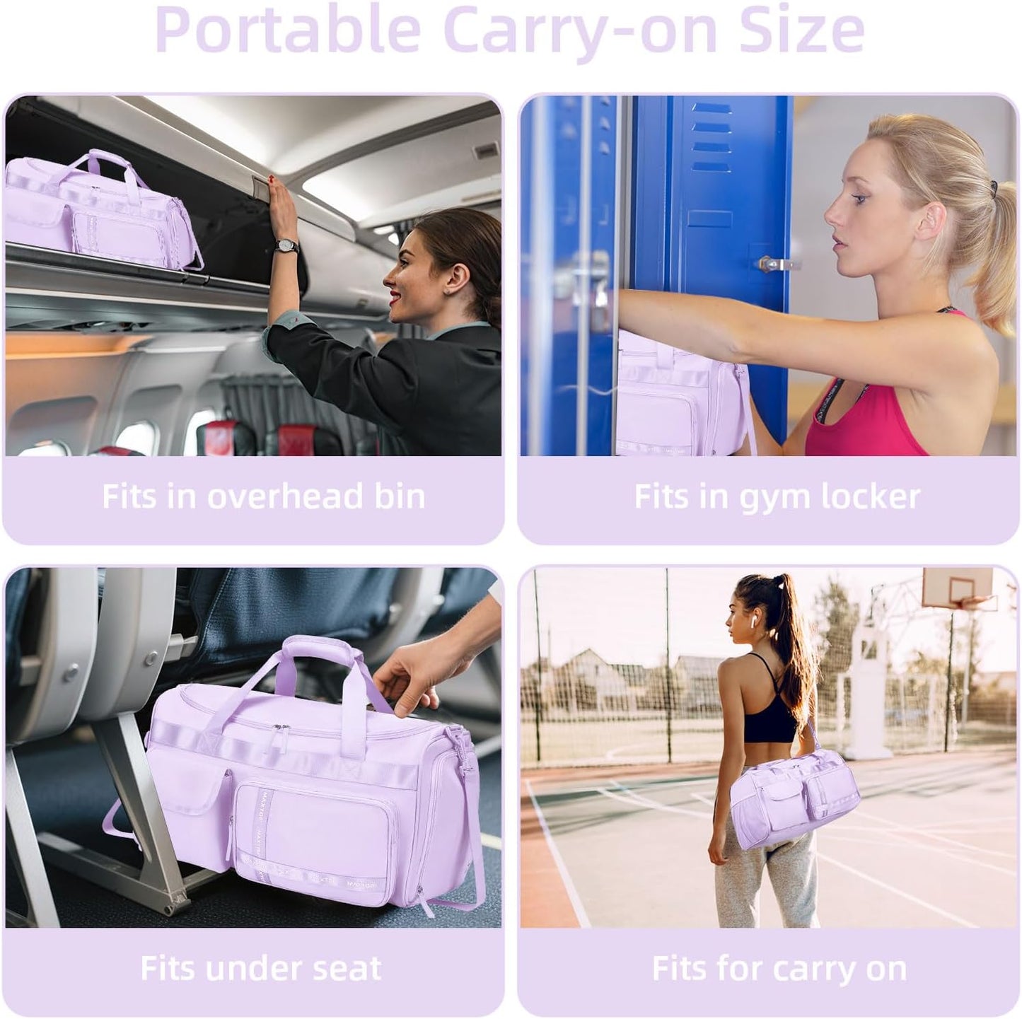 MAXTOP Gym Bag for Women Men Travel Duffle Bag Large Capacity Carry On Weekender Overnight Bag With Shoe Compartment Gym Tote Dry Wet Separation Duffel Bag for Travel