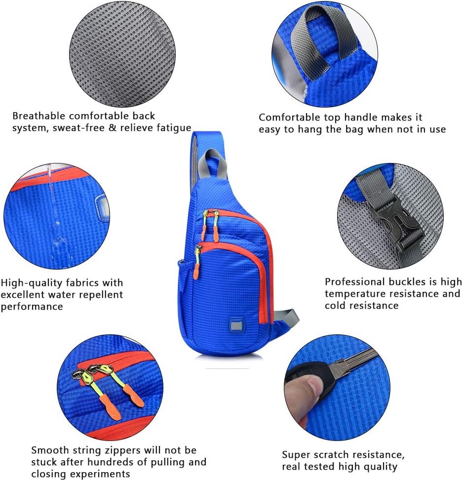 Peicees Small Sling Backpack Waterproof Unisex Shoulder Bag Chest Crossbody Daypack