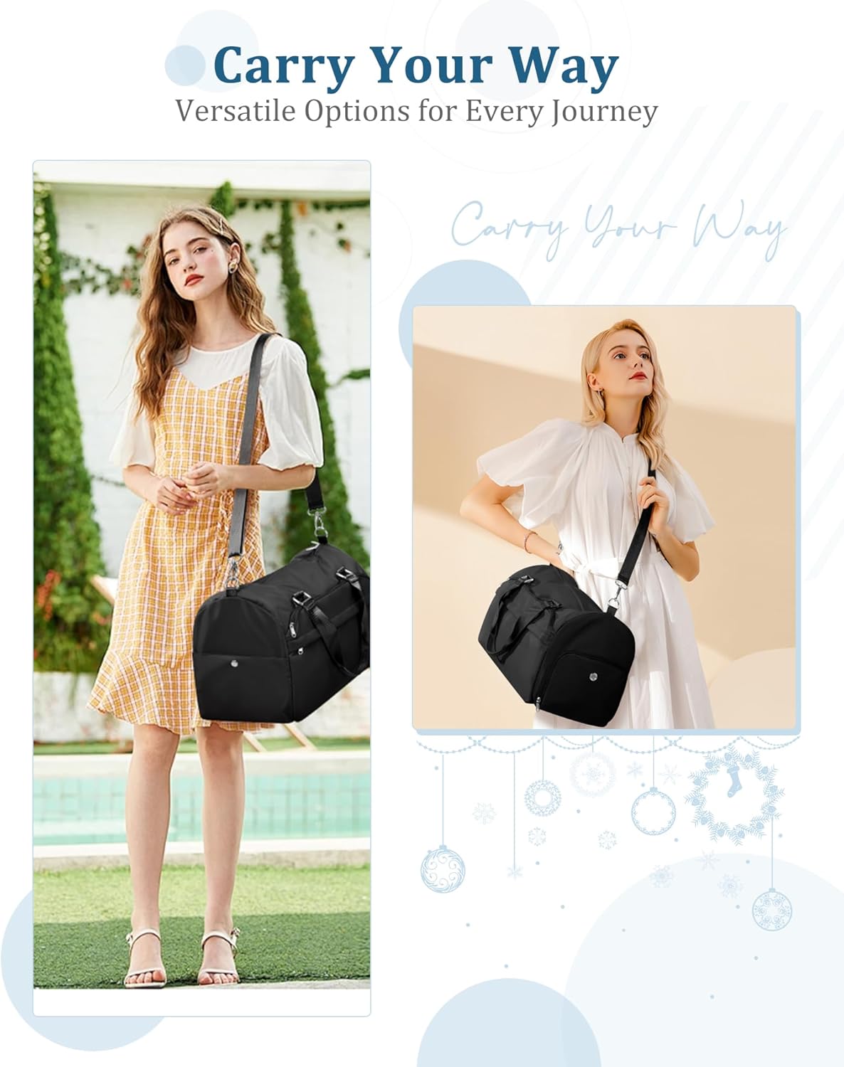 Gym Bag for Women with Shoe Compartment,Travel Duffel Bag for Men Sports Gym Tote Bags Carry on Overnight Weekender Bags Personal Item Travel Bag Swimming Yoga Workout Bag Black