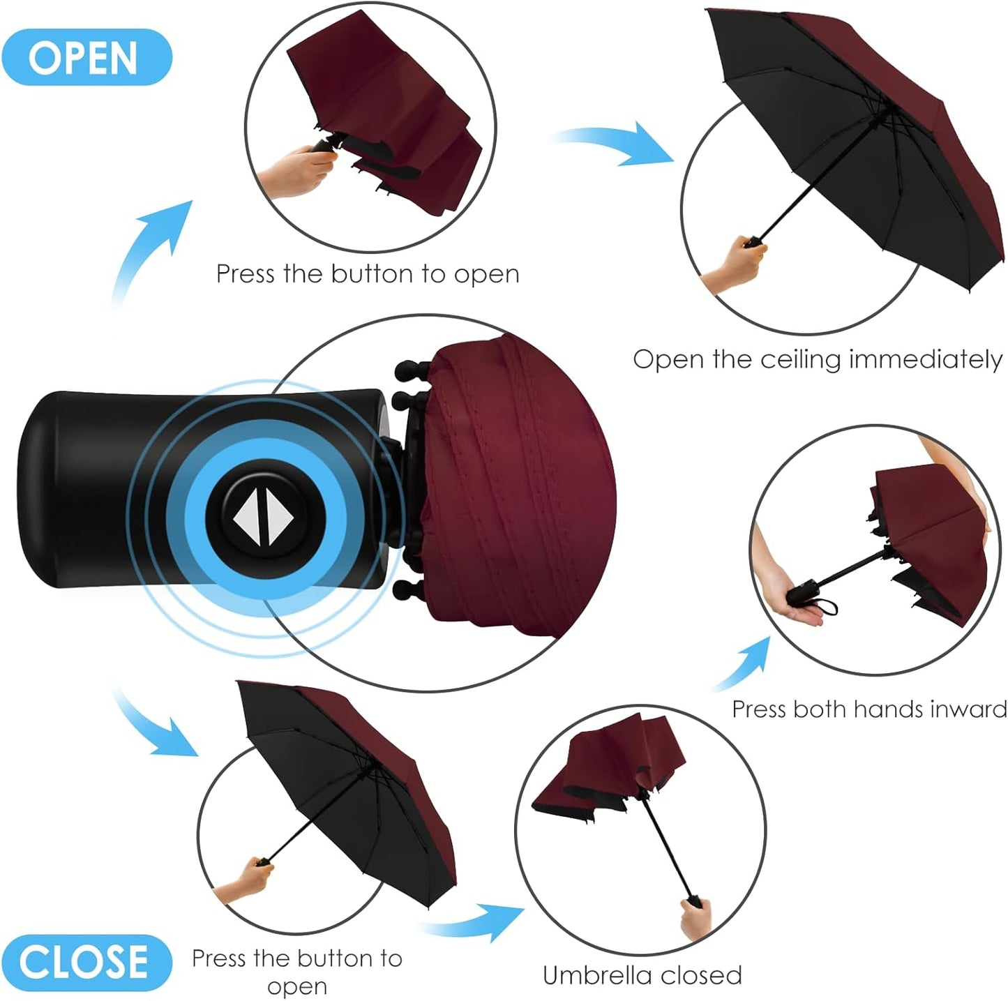 42/46/50inch Compact Umbrella Travel Size Umbrellas for Rain Waterproof And Wind Resistant Auto Open Close UPF 50+ UV Umbrella Sun Umbrellas UV Protection