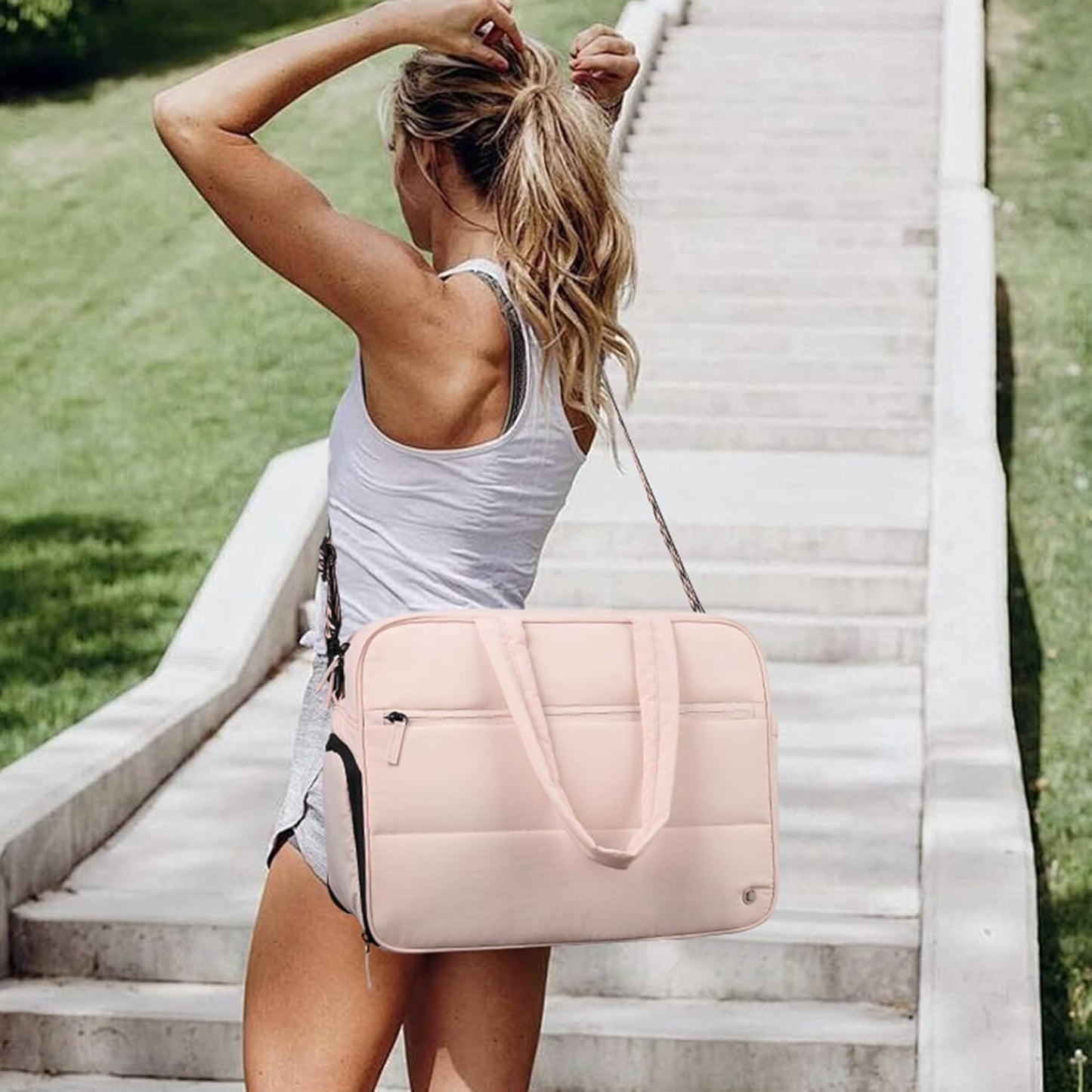 CLUCI Weekender Travel Bag for Women Puffer Tote Bag Carry On Duffle Overnight Bags with Shoe Compartment