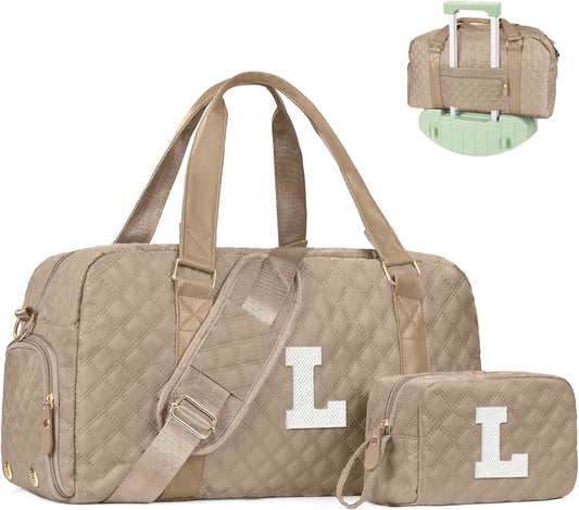 Monogram Duffle Bag Women Girls Gift: Initial Overnight bags, Dance Cheer bag Sports for Girl, Kid Gymnastics Bags, Birthday Gifts for Women Girls Kids Teens Mom Teacher