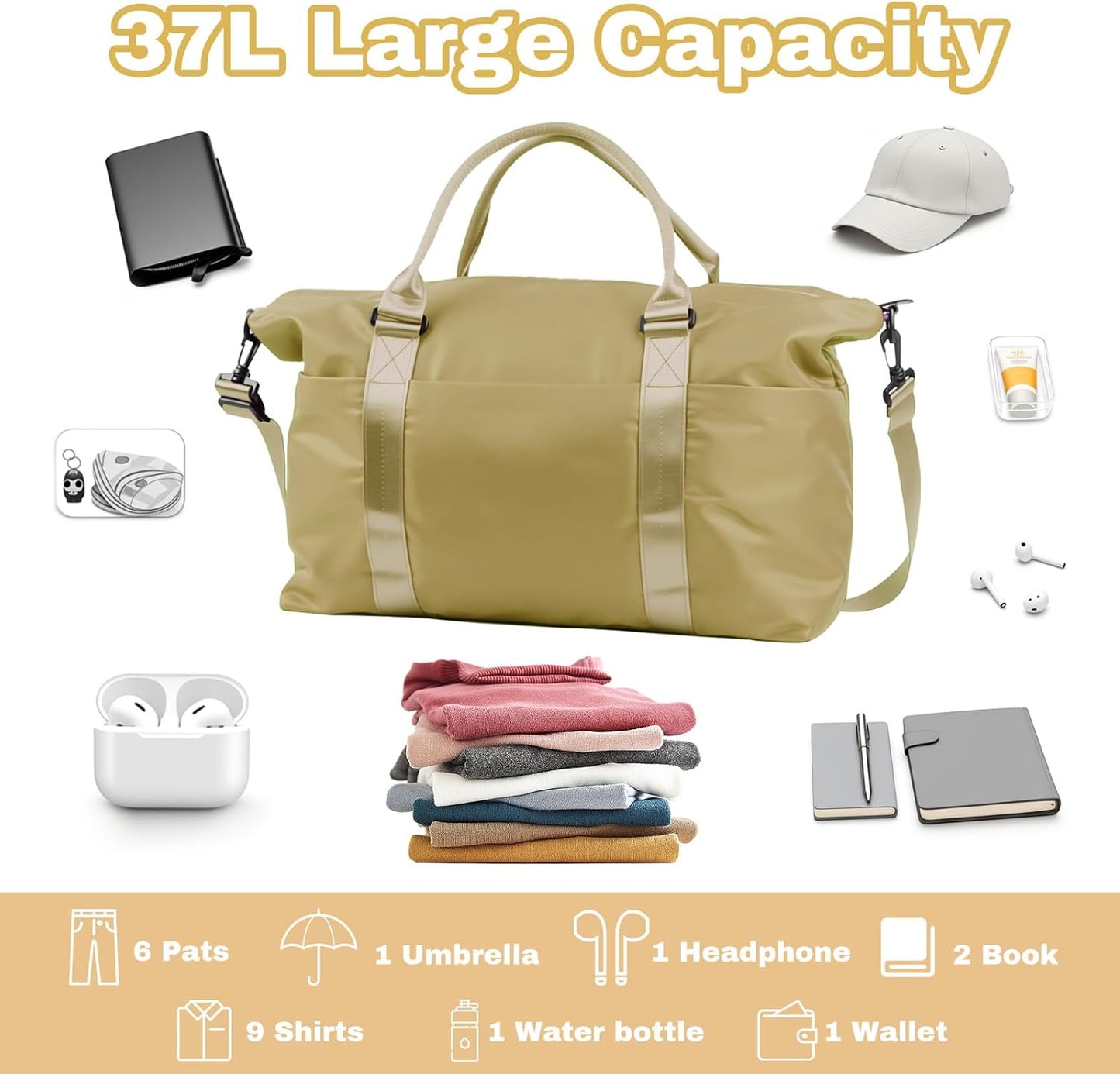 Weekender Duffel Bags for Women， Travel Totes Bag for Airplane Essentials, Overnight Bags for Women with Trolley Sleeve, Large Carry On Hospital Bag for Labor and Delivery, Sport, Gym