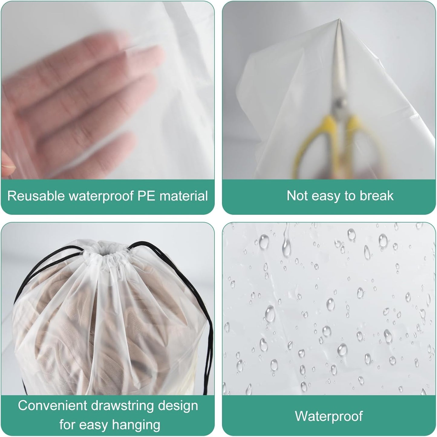 100Pcs Shoe Bags for Travel，PLULON 15.7" x 11.8" Clear Drawstring Storage Plastic Bags Shoes Organizer for Packing Waterproof Dustproof Women Men Portable Travel Essentials