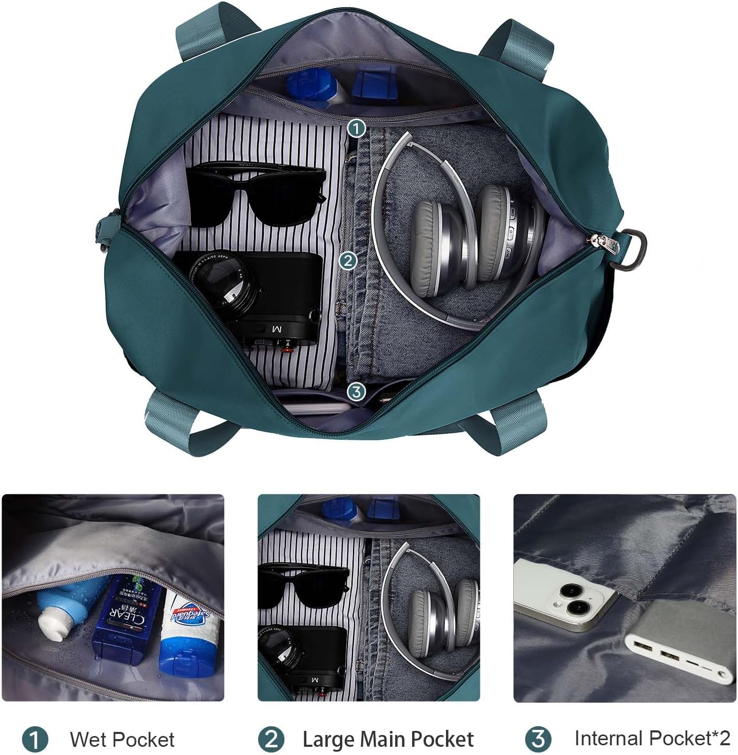 Travel Duffel Bag, Sports Tote Gym Bag, Shoulder Weekender Overnight Bag for Women